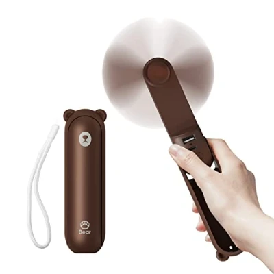 Bild av JISULIFE bärbar fläkt med powerbank 4800 mAh, maximal batteritid 46 timmar, batteridriven fläkt, 3 hastigheter brun