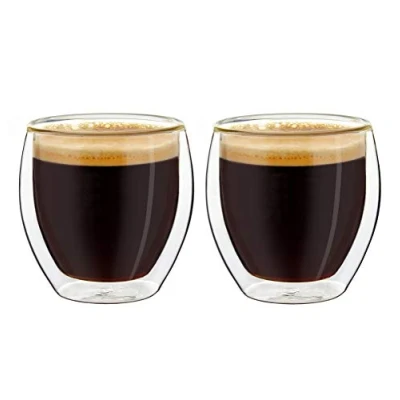 Bild av Creano espressokoppar med dubbla väggar, set om 2, 100 ml, mockakanser, termoglas svävande effekt