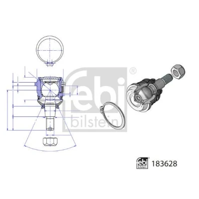 Bild av FEBI BILSTEIN 183628 Rotule de suspension inférieur, Essieu avant gauche, droit pour bras oscillant transversal 95