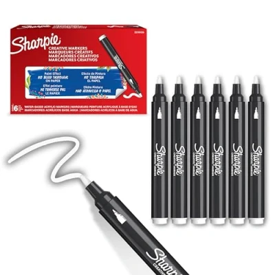 Bild av Sharpie Creative Marker Acrylic Paint Pens Bullet Tip Water Based Markers White 6 Count