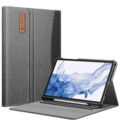 Bild av FINTIE Fodral till Samsung Galaxy Tab S8/Tab S7 11 tum (modell SM X700/X706/T870/T875/T878) med inbyggd S pennhållare, flera vinklar portfölj affärsskydd ficka automatisk sov/vakna, grå