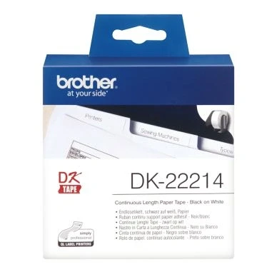 Bild av Brother DK 22214 Continuous Paper Label Roll Black on White 12mm wide