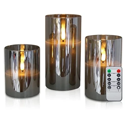 Bild av CCLIFE LED ljus 3 pack med fjärrkontroll, timerfunktion, 300 timmars flimrande paraffinvaxljus, lågfria, batteridrift.