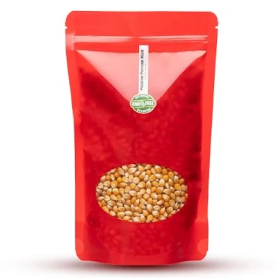Bild av premium Mushroom Kinopopcorn 1 kg påse XL 1:46 popcorn popvolym i en återförslutningsbar GMO fri