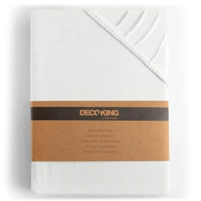 Bild av DecoKing Dra på lakan Spännlakan 100% bomull Jersey boxhoppbädd Vit 100x200 120x200 Amber