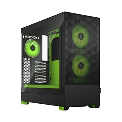 Bild av Fractal Design Pop Air RGB grön kärna härdat glas klar nyans vaxkaka nät framsida TG sidopanel tre 120 mm Aspect 12 fläktar ingår ATX High Airflow Mid Tower PC spelfodral