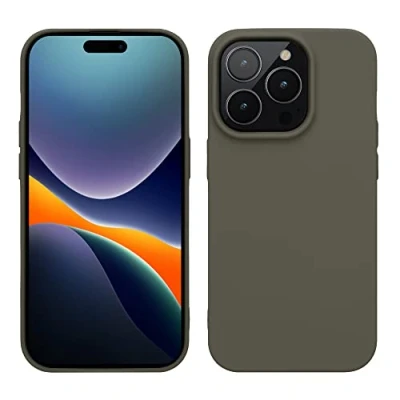 Bild av kwmobile Fodral kompatibelt med Apple iPhone 14 Procoque tunt mjukt flexibelt skyddsfodral matt olivgrön