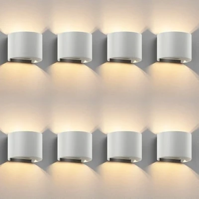 Bild av ledscom.de 8 st. vägglampa RUNEL för utomhusbruk, IP65, upp /nedljus, vit matt, rund, 1x G9 max. 10W