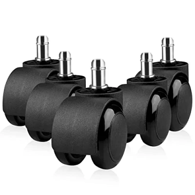 Bild av Gvolatee 5 stycken kontorsstolshjul penna 11 mm x 22 mm, hjul för hårda golv spelstolar, stolhjul med dubbla design, tysta repfria reservhjul parkett laminat stengolv, svart