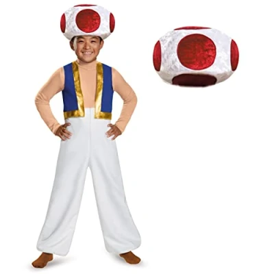 Bild av DISGUISE DISK85143K Deluxe Nintendo Toad kostym, pojkar, vit, medium