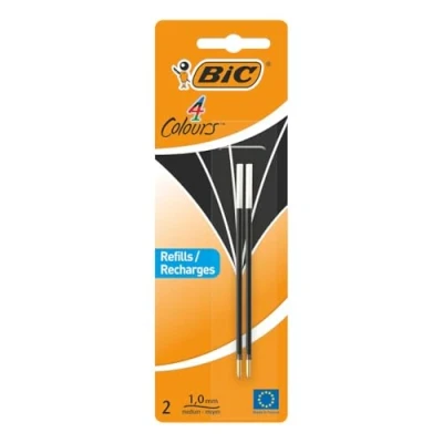 Bild av BIC 4 färger kulspetspennor svart, färger, 2 pack, dokumentäkta bläck, kuldiameter 1,0 mm, linjetjocklek 0,4 mm