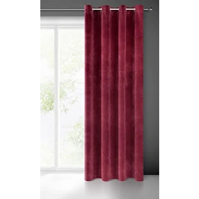 Bild av Eurofirany villa gardin sammet mjuk 10 öljett 1 st. elegant tjock 290 g/m2 slät enfärgad fluffig modern klassisk vardagsrum sovrum lounge, bordeaux, 140 x 250 cm