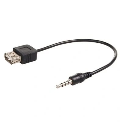 Bild av Maclean MCTV 693 kabel JACK 3,5 mm OTG (On The Go) adapter USB HOST High Speed Auto AUX uttag svart hona kabeladapter ljud