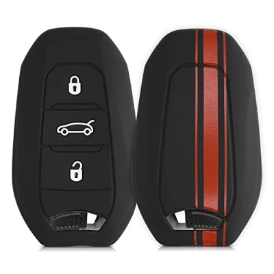 Bild av kwmobile Bilnyckelfodral kompatibelt med Opel Smartkey (Keyless Go Only) 3 knapp bilnyckeltillbehör mjukt silikonskydd röd svart