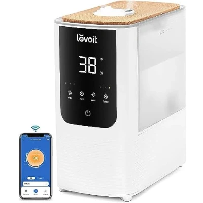 Bild av LEVOIT Smart varm och kall luftfuktare för sovrum 4,5L, Amazon Exclusive, toppfyllningsaromdiffusor baby Växter med anpassat ljus, tyst drift, snabb befuktning, vit