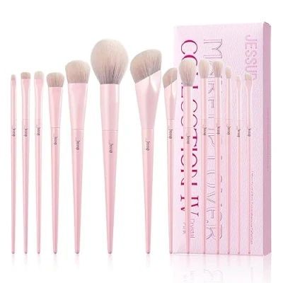 Bild av Jessup Rosa Sminkborstar 14 st Premium Sminkborsteset Vegansk Fundament Concealer Rodna Ögonskugga Eyeliner Pulver Highlighter Blandare Ögon och Ansiktsborstesats, T495