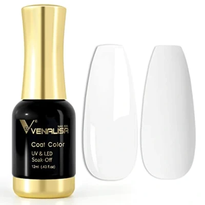Bild av Venalisa UV nagellack, gellack, mjölkvit, färger, gelnagellack, polering, blötläggning, nagel, färggel kit, mjölk, vit gel, nagellack för nageldesign, manikyr 12 ml
