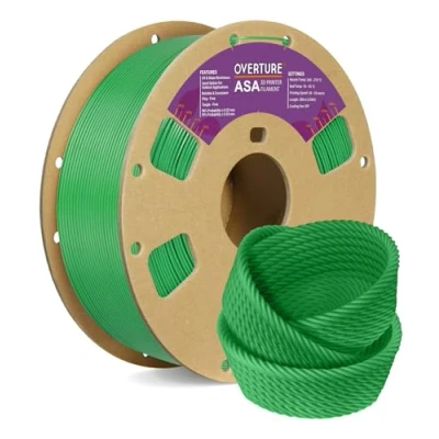Bild av OVERTURE ASA Filament 1.75mm, 1kg Spool (2.2lbs) 3D Printer Filament, Premium Anti UV, Perfect for Printing Outdoor Functional Parts, Dimensional Accuracy +/ 0.02 mm(Green)