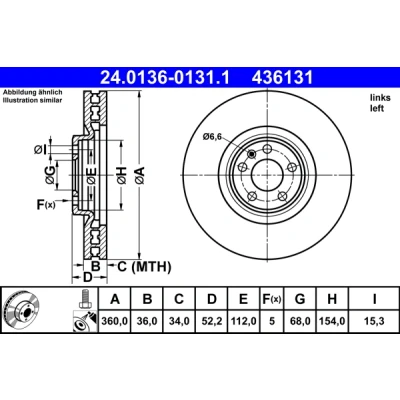 Bild av Bromsskiva Ate 24.0136 0131.1