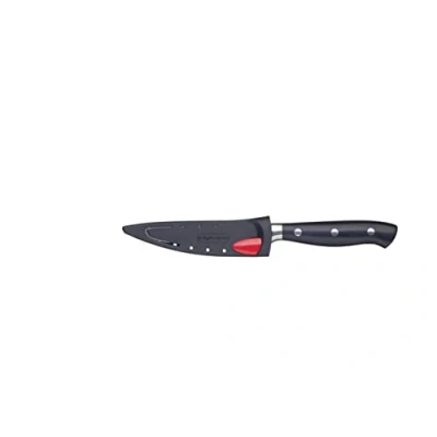 Bild av MasterClass Kniv med Inbyggd Vässare i Fodralet, Kökskniv EdgeKeeper teknologi, Rostfritt Stål, 11 cm, Svart
