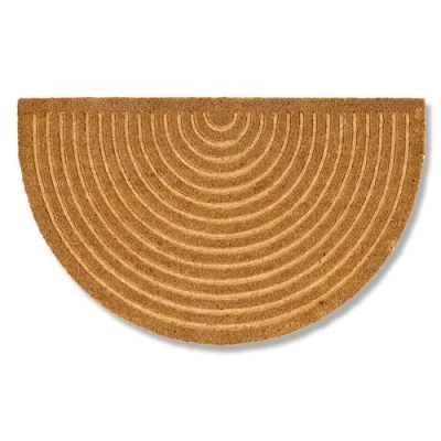 Bild av ASTRA Modern dörrmatta ytterdörr kokosmatta 45 x 75 cm halvrund natur halkfri smutsfångande matta robust utomhus inomhus
