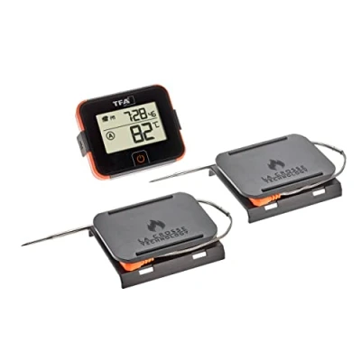 Bild av TFA Dostmann BBQ termometer sändare VIEW, 14,1514,10, 2 temperaturgivare med 150 cm kabel, lämplig för grill/grill/rökugn/grill, bakgrundsbelysning, svart