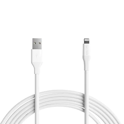 Bild av Amazon Basics USB A till Lightning ABS laddningskabel, MFi certifierad laddare för Apple iPhone 14, 13, 12, 11, X, Xs Pro, Pro Max, Plus, iPad, 3 m, vit