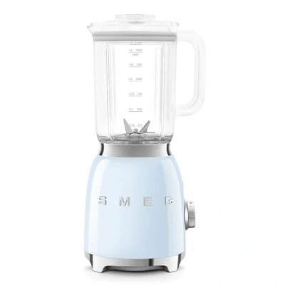 Bild av SMEG, BLF03PBEU, 1,5 l mixer, 4 hastighetsinställningar, bilprogram, avtagbart dubbelblad, locköppning transparent med doseringslåda, halkfri, 800 W, blå