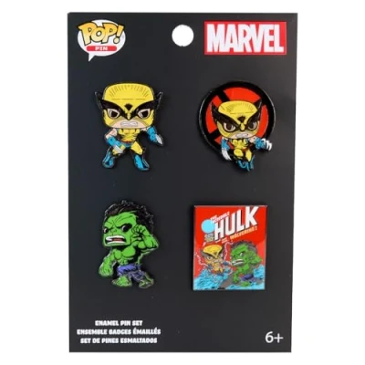 Bild av Loungefly Marvel Wolverine 50th Anniversay Comic 4 Pack Emaljnålar X Men Söt samlarnyhetsbrosch för ryggsäckar och väskor Presentidé Officiell Merchandise