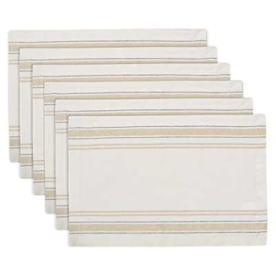 Bild av DII fransk rand bordsskiva kollektion bondgårdsstil matbord linne bordstablett set, 13 x 19, vit Chambray, 6 delar