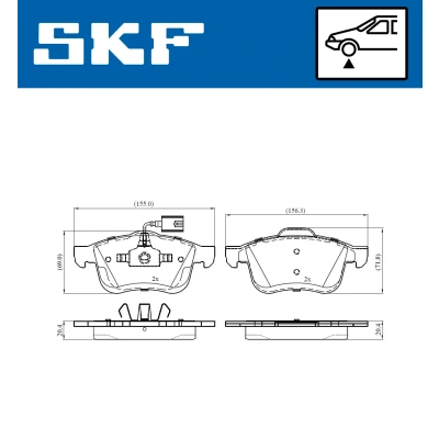 Bild av SKF VKBP 80476 E Jeu de plaquettes frein contact signal d&#039;usure inclus