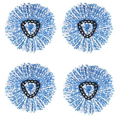 Bild av WANGCL 4 pack roterande mopp ersättningshuvud för O Cedar EasyWring RinseClean mikrofiber snurrmopp 2 tanksystem (blå