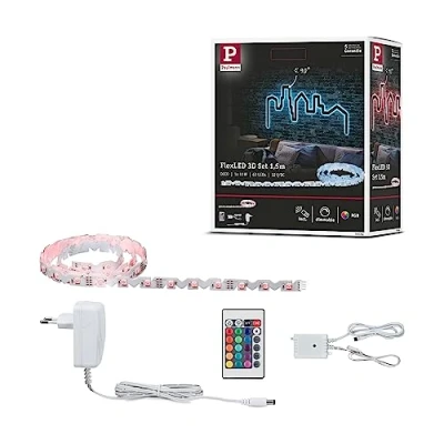 Bild av Paulmann 78964 LED Stripe FlexLED 3D basuppsättning 1,5 m RGB inkl. 1 x 11 watt dimbar ljusband vit ljusremsa plast remsa