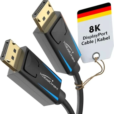 Bild av KabelDirekt 8K / 60Hz DisplayPort kabel 1.4 3 m DP med gapless skärmning för gaming PC/laptops, högupplösta 4K gamingmonitorer och ultrasnabba 144Hz 165Hz 240Hz