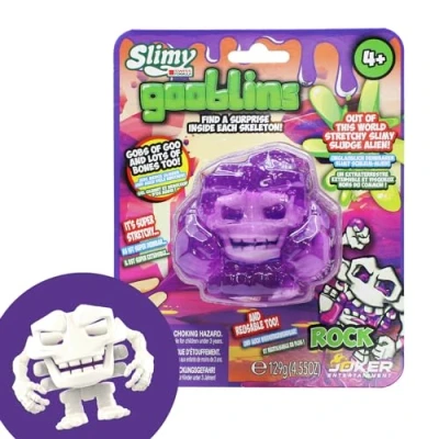 Bild av Slimy Gooblins slimiga ghost Slime monster 100 g superstretchigt original med roliga läskiga skeletter för att upptäcka och samla lerleksak (3 år), färg: lila