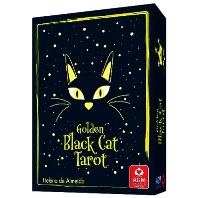 Bild av Golden Black Cat Tarot High quality slip lid box with gold foil: 78 cards print and booklet