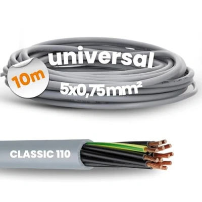 Bild av 10 meter Lapp 1119105 Oljeflex Classic 110 PVC kontrollkabel 5 x 0,75 mm² med grön gul skyddsledare 5G0,75 I mantelkabel ledare kabel