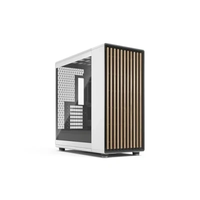 Bild av Fractal Design North XL RC Chalk White TG Clear Omvänd anslutning moderkort kompatibel tre 140 mm Aspect PWM fläktar ingår Typ C USB ATX luftflöde fullt torn PC spelfodral