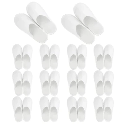 Bild av LWMLWM 14 par 4 mm engångstofflor, vita frottétofflor, hotelltofflor, universell storlek, badtofflor, gästtofflor, set för hotell, salong, spa, hem, kvinnor, män, Vit, 41 EU