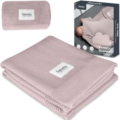 Bild av Lionelo Bamboo filt, babyfilt, gosig lätt bambulock, skötdyna, 100% bomull, naturlig, mjuk, antibakteriell, hypoallergisk, från 1:a Livsdag, 100 x 75 cm