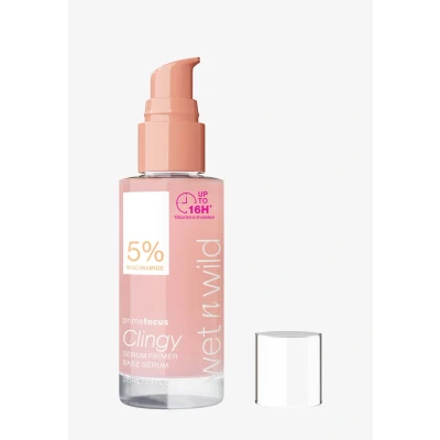 Bild av Wet n Wild Prime Focus Clingy Serum Primer, Låser In Smink i Upp till 16 Timmar, Återfuktande och Näringsgivande Formel Berikad med Niacinamid Glycerin för en Lysterhöjande Boost