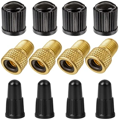 Bild av Adapterset för Dunlop och Sclaverand ventil till Schrader ventil, 12 pack, 4 x DV SV på AV bilventillock, Presta ventillock, cykelventiladapter, hjulventil