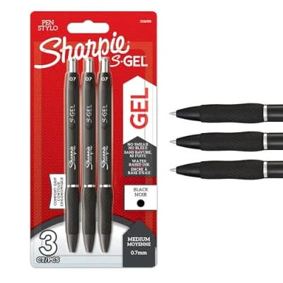 Bild av Sharpie S Gel Gelpennor Mediumspets (0,7 mm) Svart bläck 3 stycken