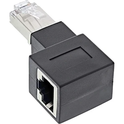 Bild av InLine® Patchkabeladapter Cat.6A, RJ45 kontakt/uttag, 90 vinklad åt höger
