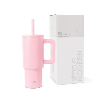 Bild av Simple Modern barn 24 oz tumlare med handtag och silikonsugrörslock Spillsäker läckagesäker Återanvändbar rostfritt stål kopp Present till pojkar flickor Trek 710 ml Blush