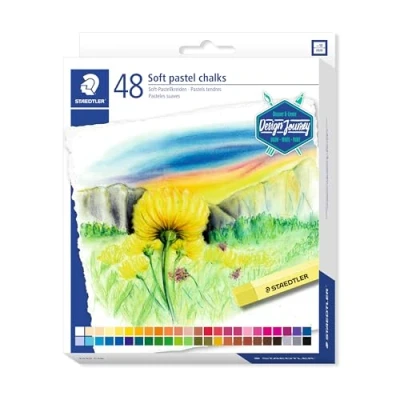 Bild av STAEDTLER Softpastellkreiden, Hoher Grad an Lichtbeständigkeit, weicher Abstrich, Leicht Verwischbar, Kartonetui mit 48 brillanten Farben, 2430 C48