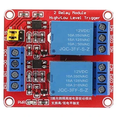 Bild av Relämodulkort, 2 kanals relämodul med optokopplarisolering Optokopplare Trigger Extension Board Hög /Lågnivåreläbrytare för triggerrelämodul (12V)