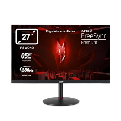 Bild av Acer Nitro XV271UM3 spelskärm 27 tum (69 cm skärm) WQHD, 180 Hz DP, 144 HDMI, 1 ms (GTG), 2 x HDMI 2.0, DP 1.2, höjdjusterbar, vridbar, FreeSync Premium, svart