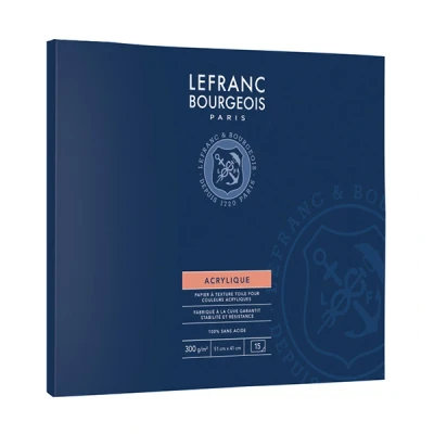 Bild av Lefranc &amp; Bourgeois 300685 akrylpapper block, med papper i duktextur för akrylfärger, 300 g/m², 100% syrafritt, åldringsbeständigt, 15 ark, 41 x 51 cm