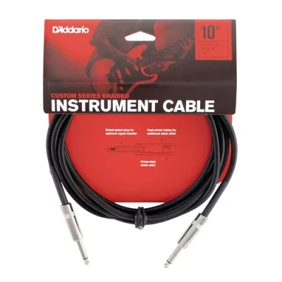 Bild av D&#039;Addario Custom Series instrumentkabel med flätad skärm, svart, 3 m